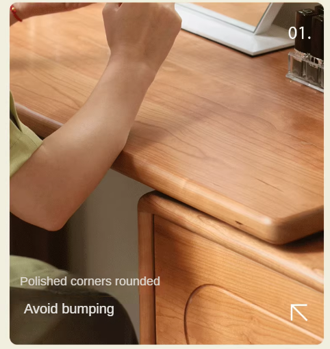 Cherry Solid Wood Retractable French Retro Dressing Table.