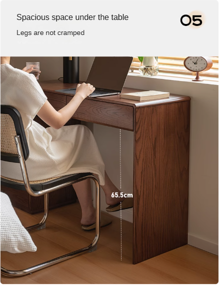 Oak Solid Wood Retro Style Retractable Dressing Table.