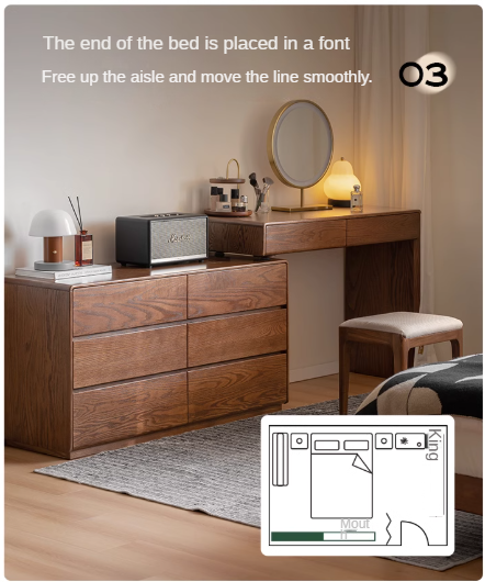 Oak Solid Wood Retro Style Retractable Dressing Table.