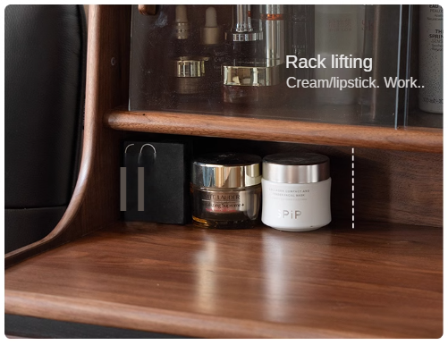 Black Walnut, Sandalwood Solid Wood Lighted Dressing Table.