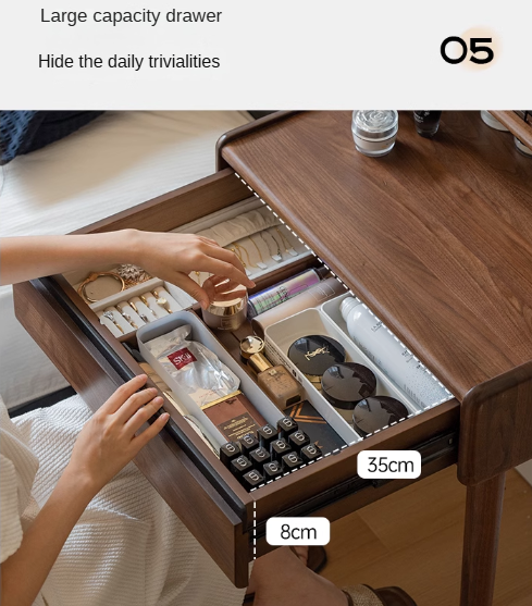 Black Walnut, Sandalwood Solid Wood Lighted Dressing Table.