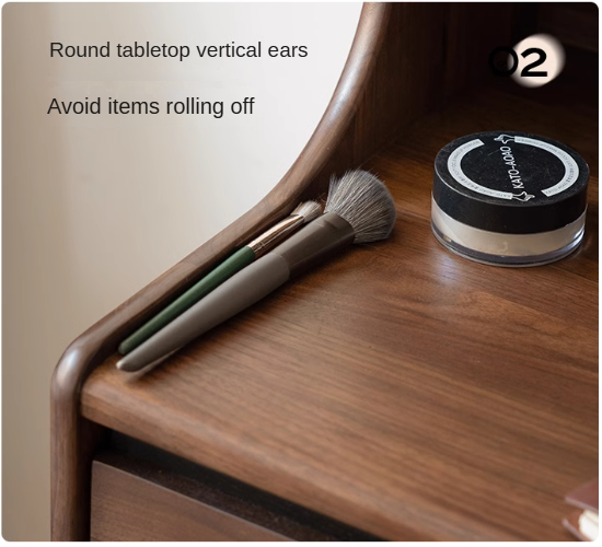 Black Walnut, Sandalwood Solid Wood Lighted Dressing Table.