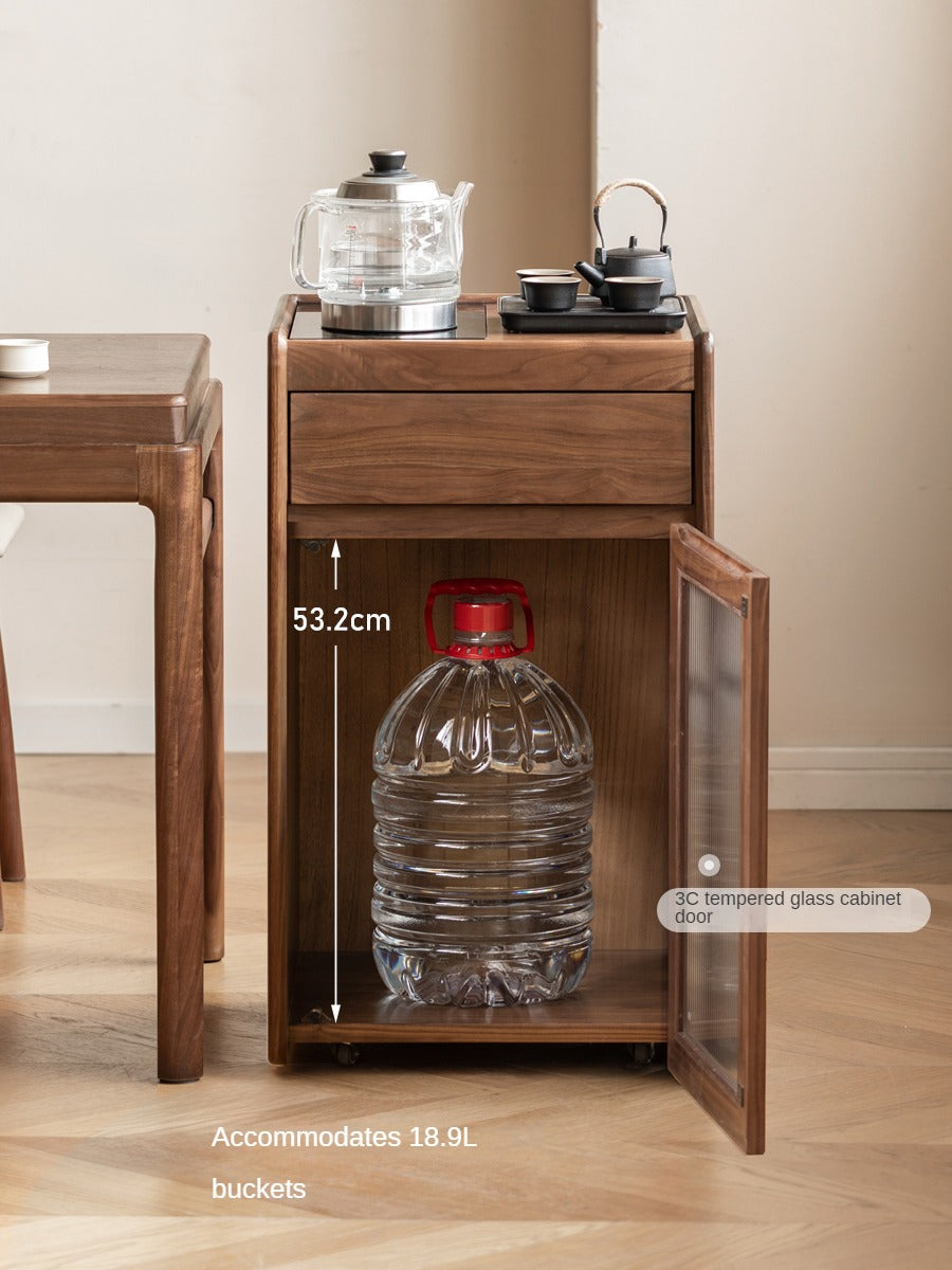 Oak, Black Walnut Solid Wood Tea Cabinet Kettle Integrated Side Cabinet
