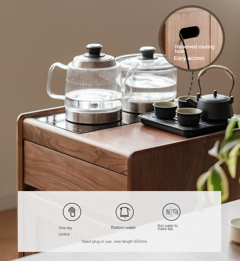 Oak, Black Walnut Solid Wood Tea Cabinet Kettle Integrated Side Cabinet