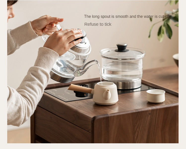 Oak, Black Walnut Solid Wood Tea Cabinet Kettle Integrated Side Cabinet