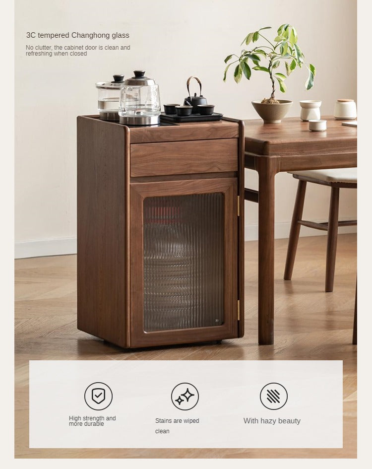 Oak, Black Walnut Solid Wood Tea Cabinet Kettle Integrated Side Cabinet
