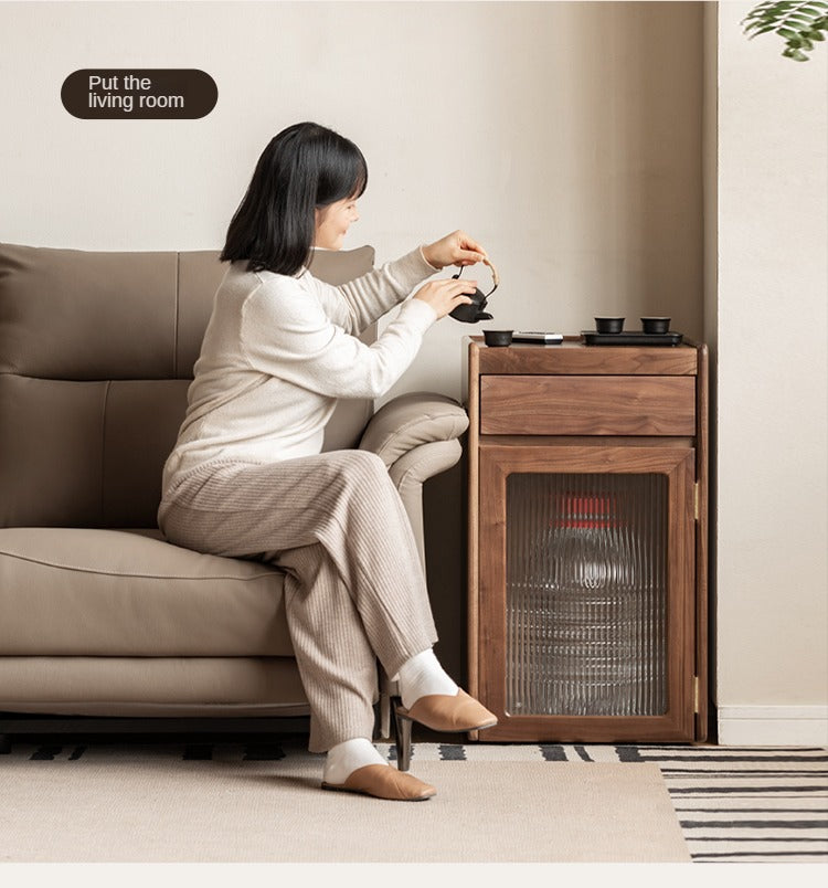 Oak, Black Walnut Solid Wood Tea Cabinet Kettle Integrated Side Cabinet