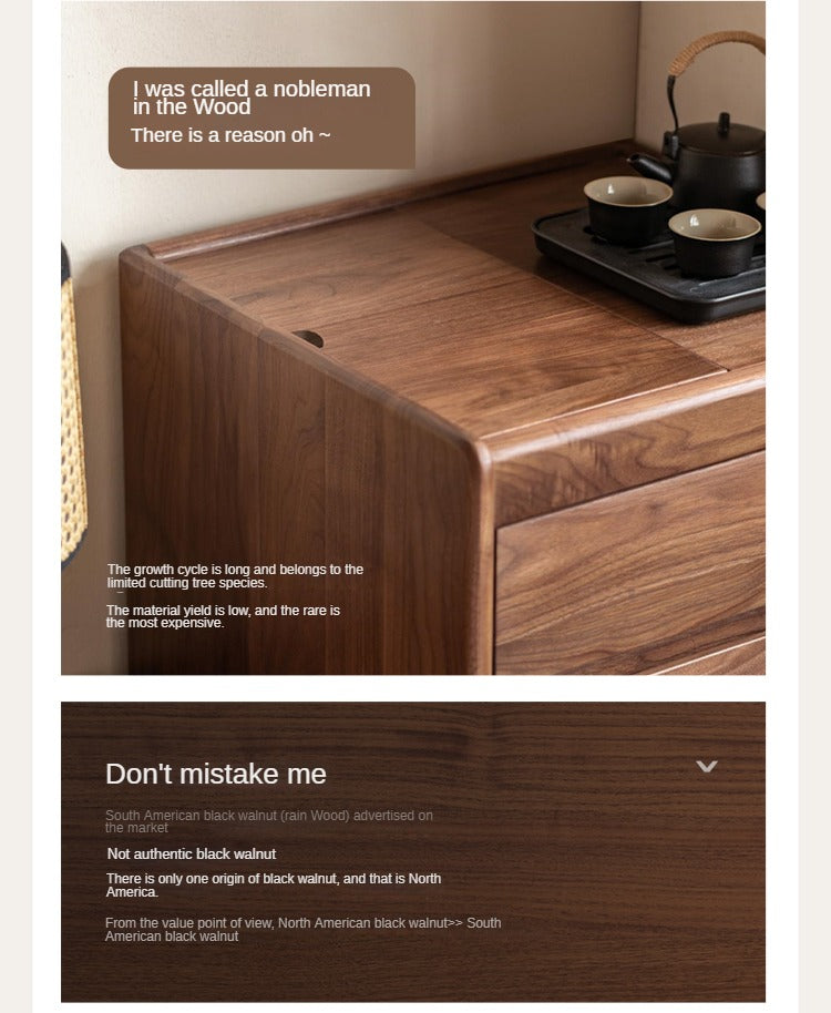 Oak, Black Walnut Solid Wood Tea Cabinet Kettle Integrated Side Cabinet