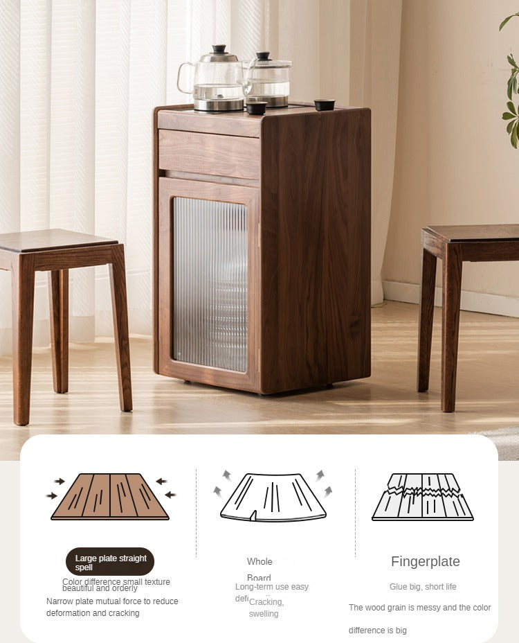 Oak, Black Walnut Solid Wood Tea Cabinet Kettle Integrated Side Cabinet