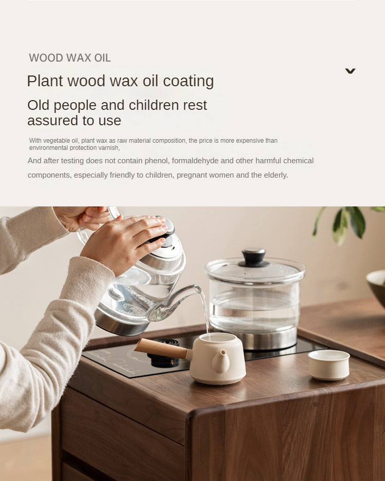 Oak, Black Walnut Solid Wood Tea Cabinet Kettle Integrated Side Cabinet