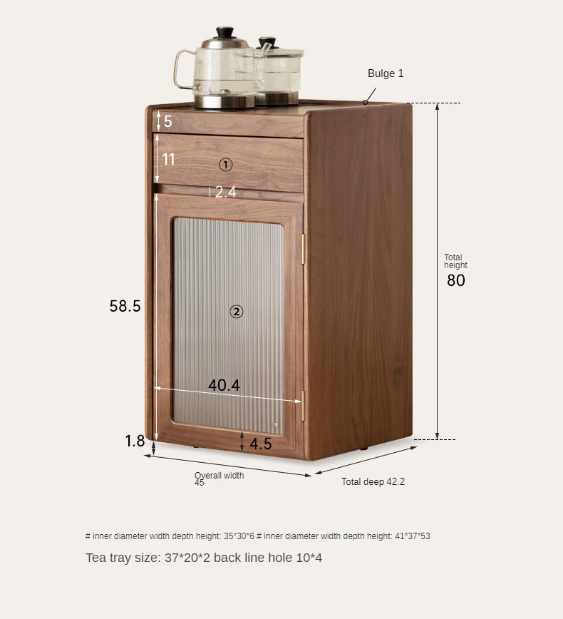 Oak, Black Walnut Solid Wood Tea Cabinet Kettle Integrated Side Cabinet