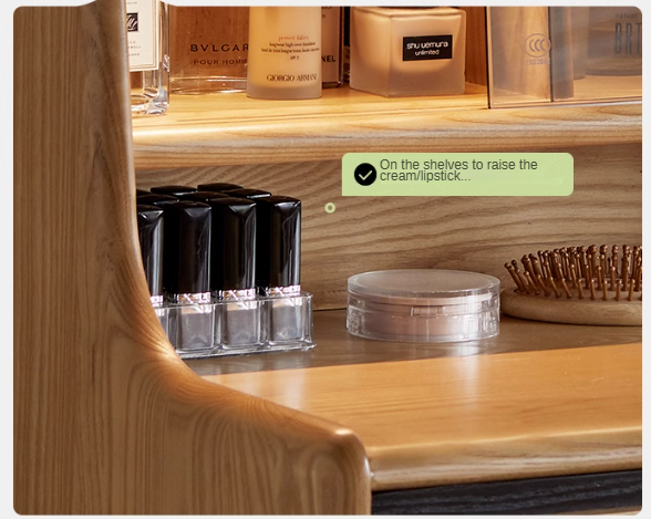 Ash Solid Wood Lighted Vanity Table.