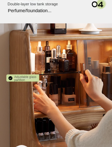 Ash Solid Wood Lighted Vanity Table.