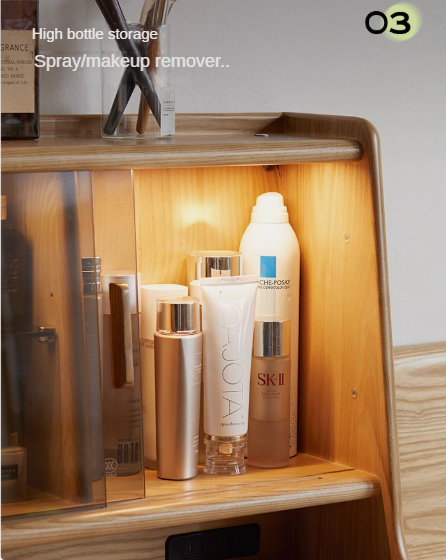 Ash Solid Wood Lighted Vanity Table.