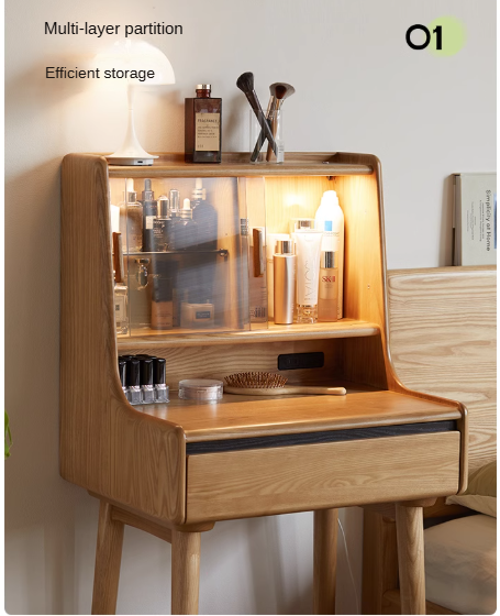 Ash Solid Wood Lighted Vanity Table.