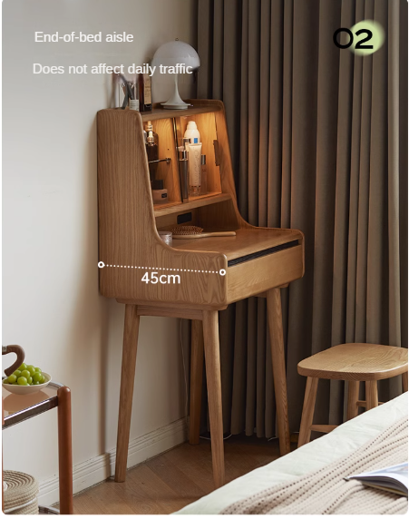 Ash Solid Wood Lighted Vanity Table.