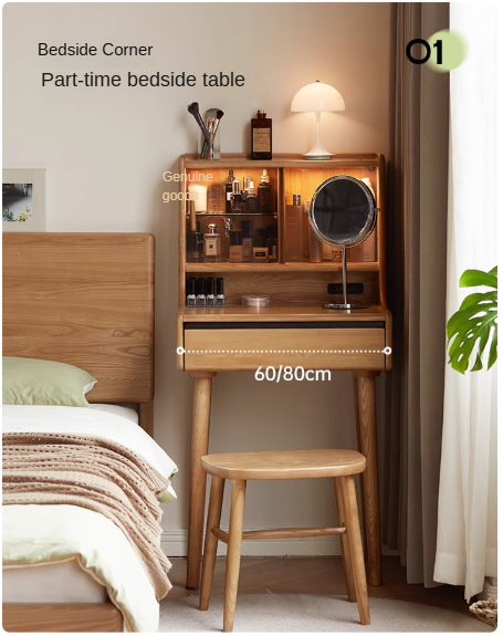 Ash Solid Wood Lighted Vanity Table.