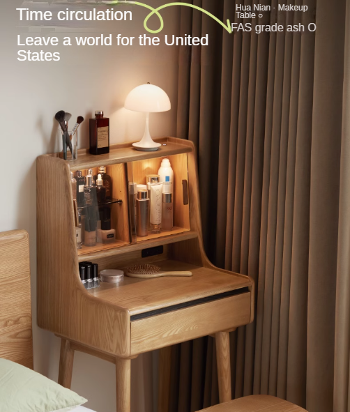 Ash Solid Wood Lighted Vanity Table.