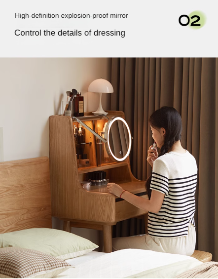 Ash Solid Wood Lighted Dressing Table