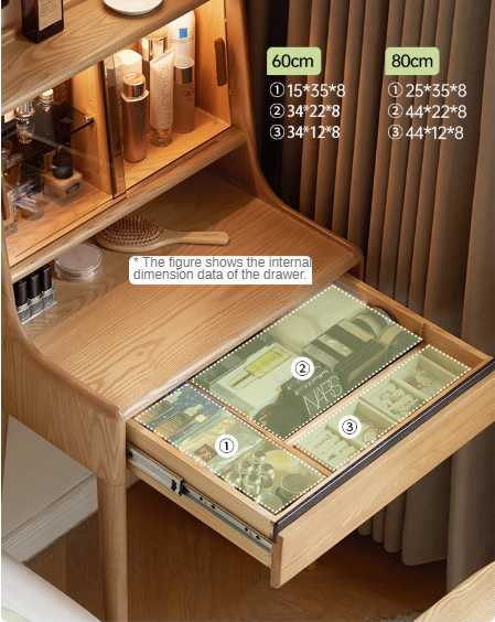 Ash Solid Wood Lighted Dressing Table