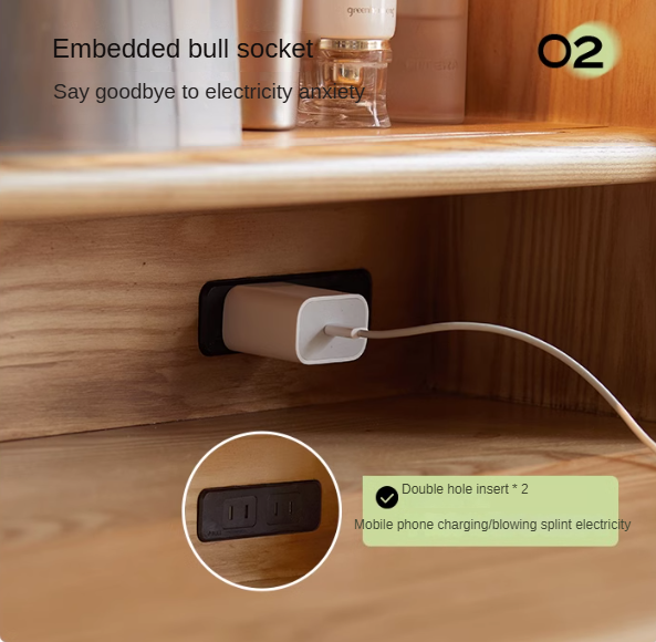 Ash Solid Wood Lighted Vanity Table.