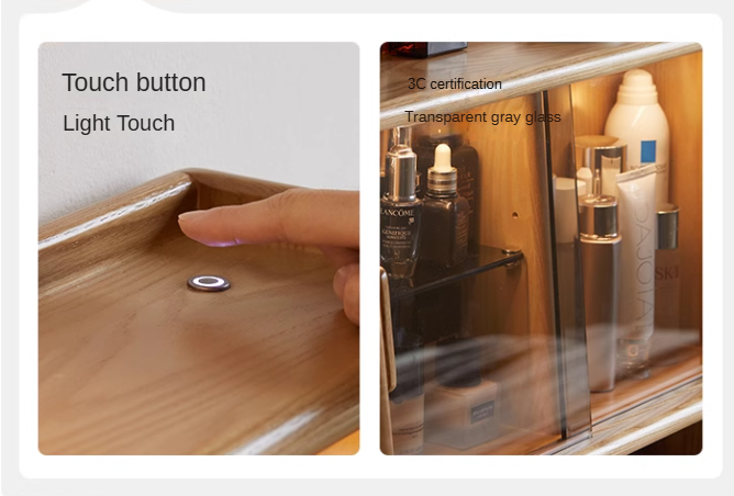 Ash Solid Wood Lighted Vanity Table.