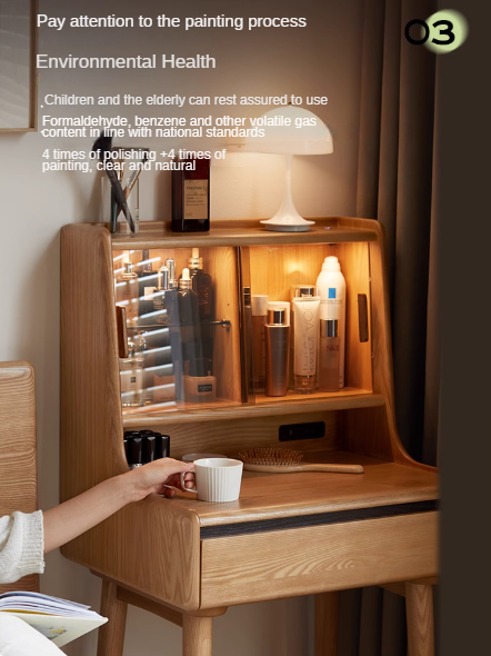 Ash Solid Wood Lighted Vanity Table.