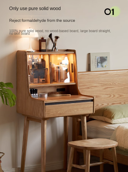 Ash Solid Wood Lighted Vanity Table.