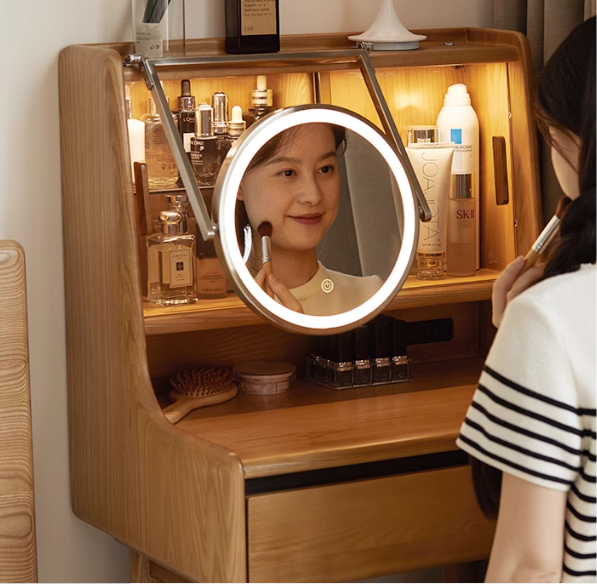 Ash Solid Wood Lighted Vanity Table.