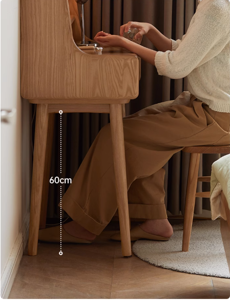 Ash Solid Wood Lighted Vanity Table.