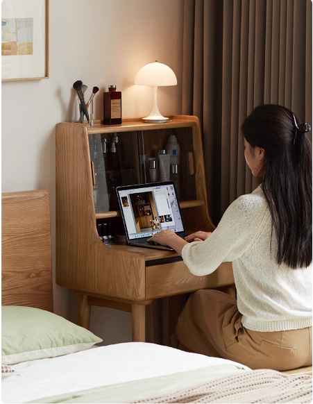 Ash Solid Wood Lighted Vanity Table.
