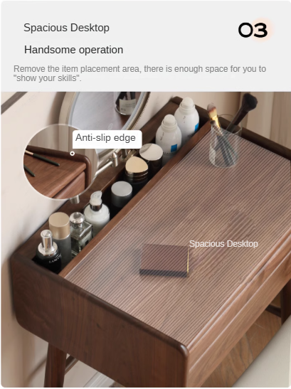 Black Walnut Solid Wood Dressing Table.