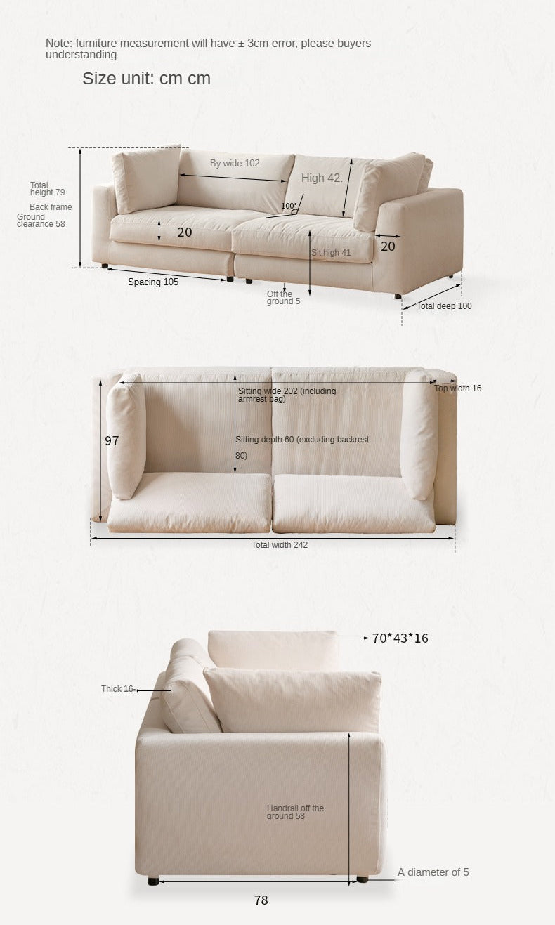 Soft Cream Upholstered Sofa