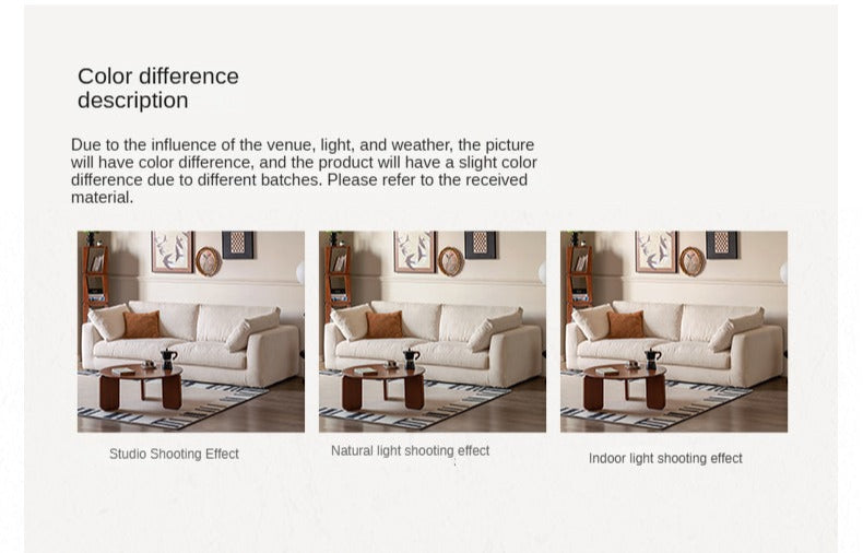Fabric Sofa Straight Sofa White Cream Style.