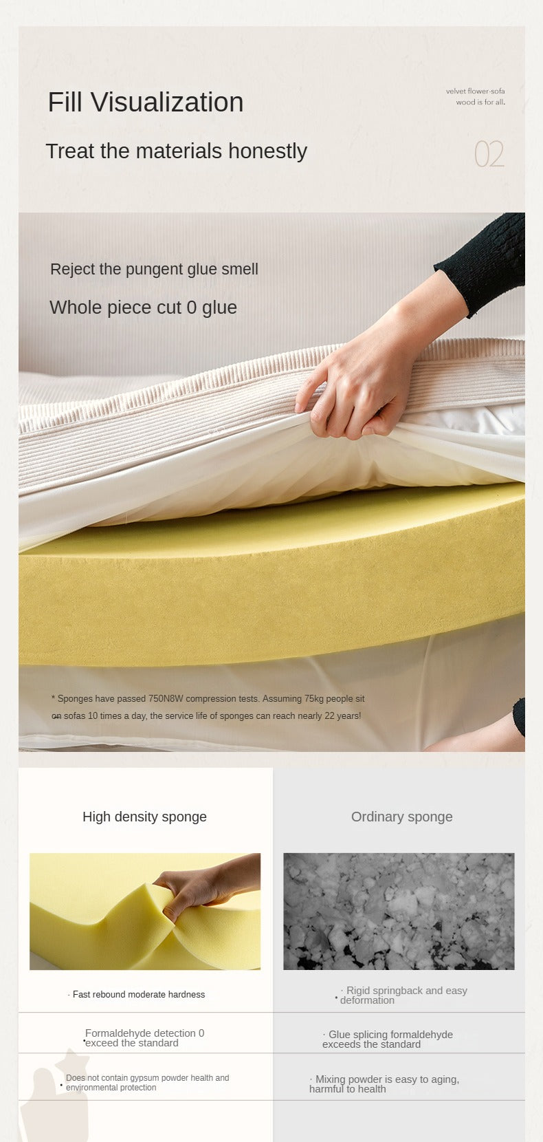 Fabric Sofa Straight Sofa White Cream Style.
