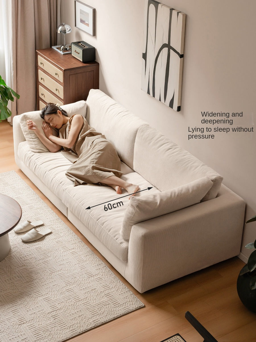 Fabric Sofa Straight Sofa White Cream Style.