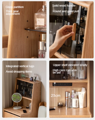 Oak, Solid Rubberwood Modern Dressing Table.