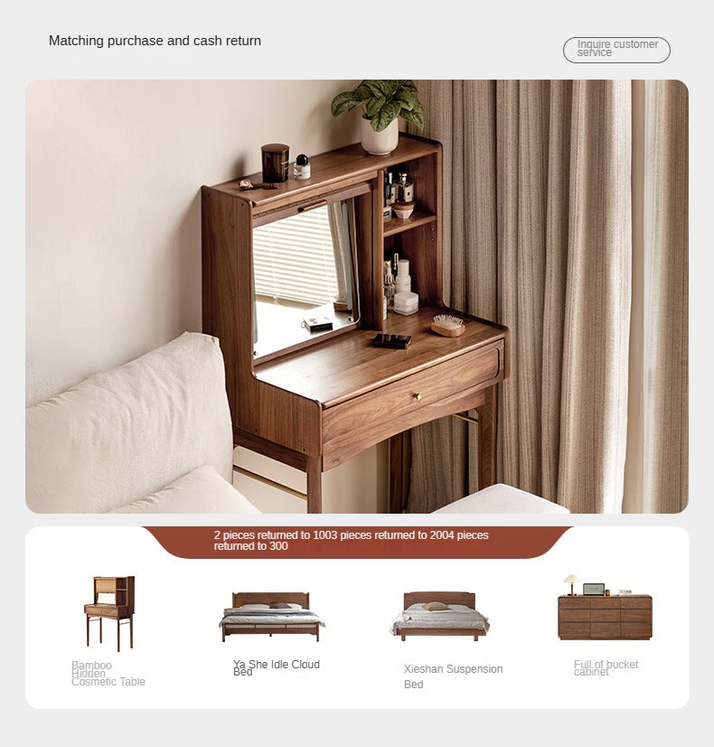 Ash, Oak, Black Walnut Solid Wood Dressing Table.