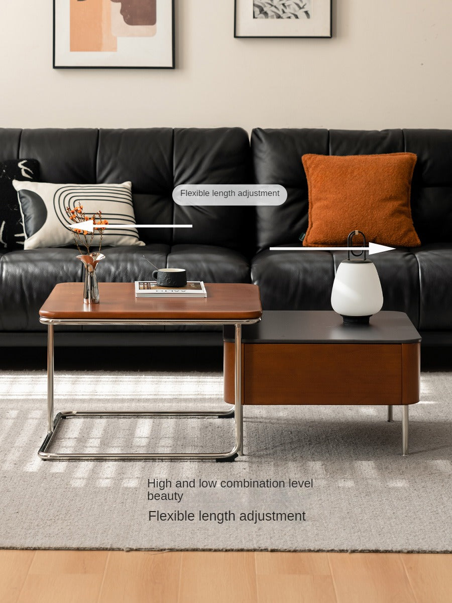 Poplar Solid Wood Rock Board Square Medieval Style Coffee Table