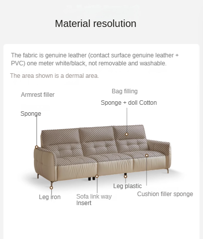 Leather High Back Straight Sofa,