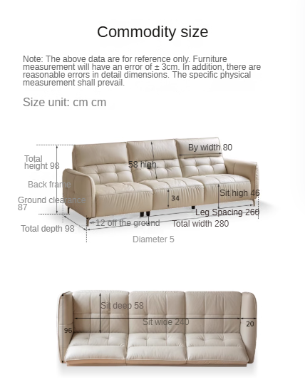 Leather High Back Straight Sofa,
