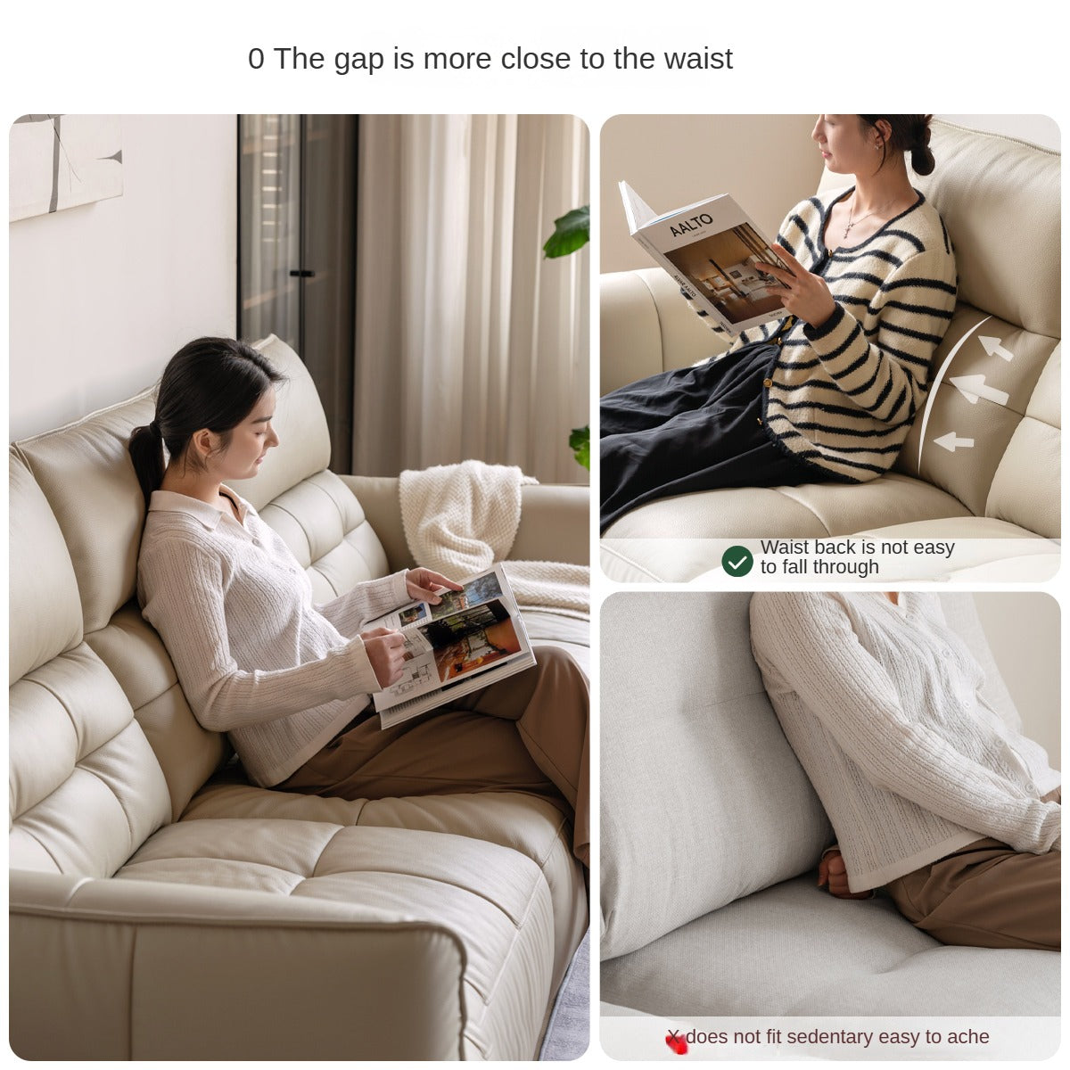 Leather High Back Straight Sofa,