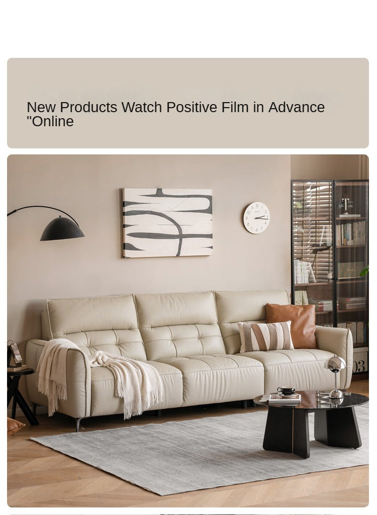 Leather High Back Straight Sofa,