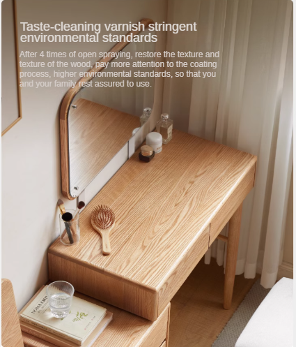 Solid Rubberwood, Oak, Beech Solid Wood Retractable Vanity Table Modern.