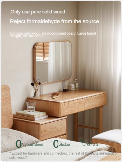 Solid Rubberwood, Oak, Beech Solid Wood Retractable Dressing Table Modern.