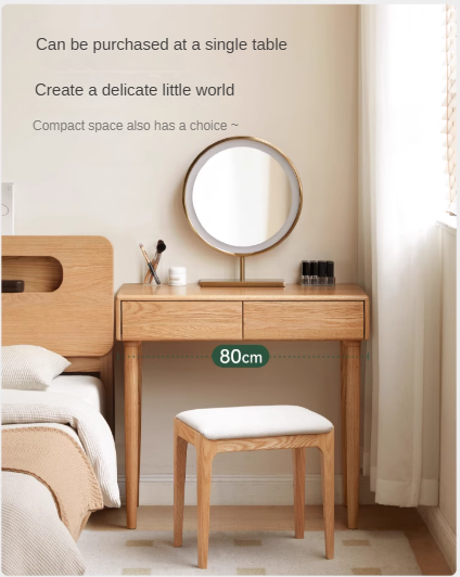 Solid Rubberwood, Oak, Beech Solid Wood Retractable Dressing Table Modern.