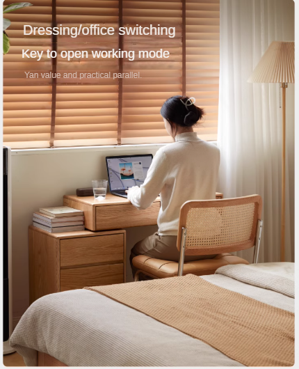 Solid Rubberwood, Oak, Beech Solid Wood Retractable Dressing Table Modern.