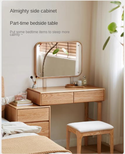 Solid Rubberwood, Oak, Beech Solid Wood Retractable Dressing Table Modern.