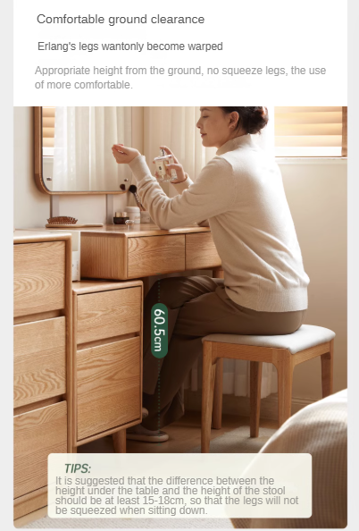 Solid Rubberwood, Oak, Beech Solid Wood Retractable Vanity Table Modern.