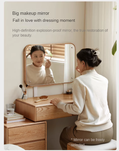 Solid Rubberwood, Oak, Beech Solid Wood Retractable Dressing Table Modern.